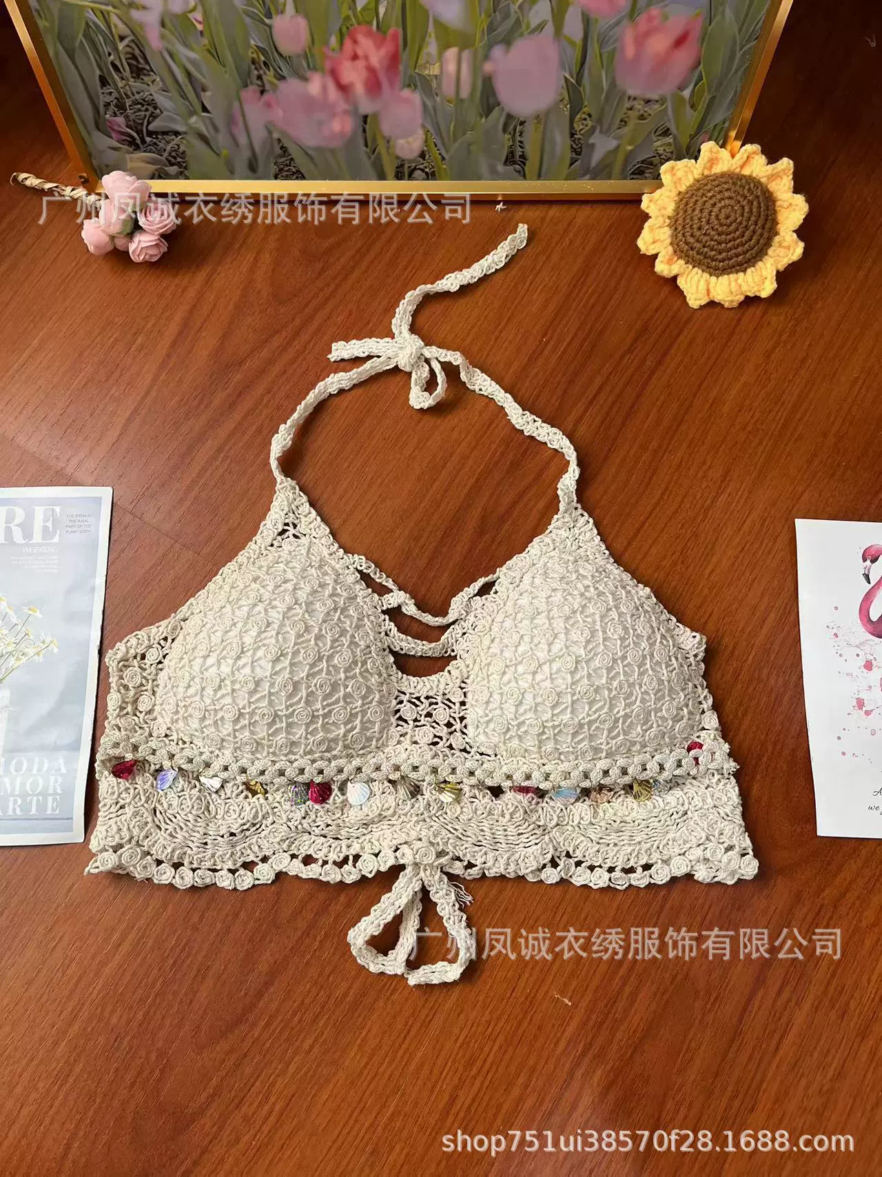 Сексуальная вязаная пляжная короткая майка, для маленькой фигуры, пляжный стиль