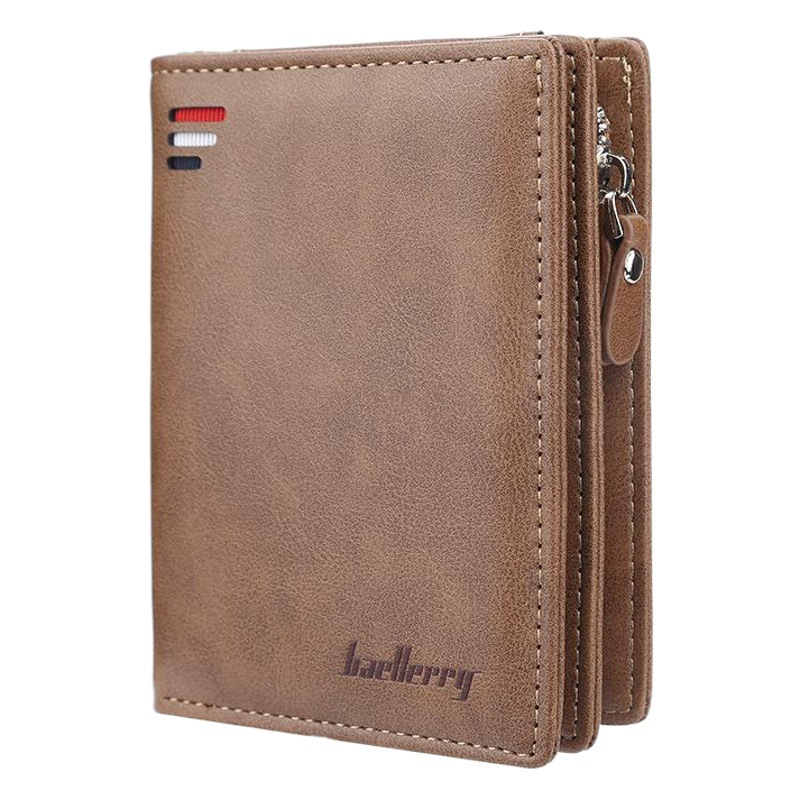 Men's Leather Goods Short Style Easy-Pull Chain Leather Bag Wallet Multi-Card Slot Wallet Men's High-End Large-Capacity Concealed Buckle