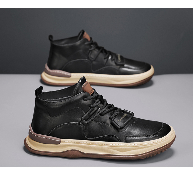 Chaussures de travail antidérapantes en cuir noir pour hommes, décontractées, de sport, de cuisine, imperméables, de protection du travail, tendance, automne_voghion.com