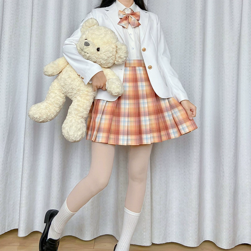 [Orange Love] JK Униформа Юбка Оригинальная Подлинная в наличии Универсальная юбка-трапеция в клетку Маленькая свежая юбка Юбка