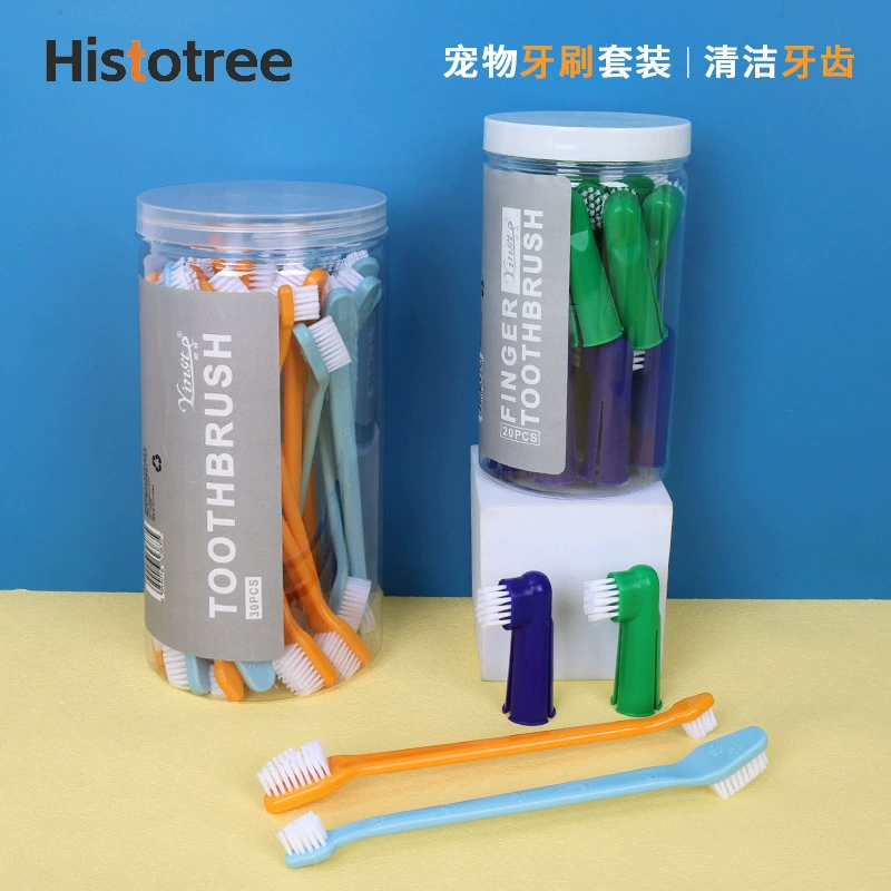 Набор зубной щетки для домашних животных Щетка для собак Палец Щетка для собак Двойная голова Зубная щетка для кошек Очистка полости рта Кошка Зубная щетка для домашних животных Товары для домашних животных