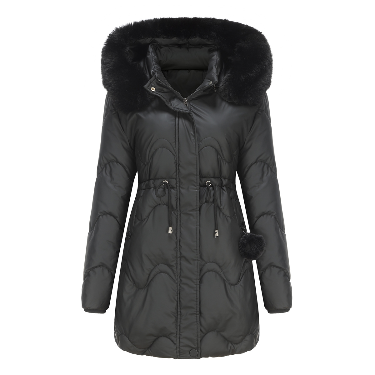 Damenbekleidung Neue Damen-Baumwollkleidung Abnehmbare Mütze Wolle Herbst und Winter Warme Parkajacke Abnehmbare Kapuze Mittellange Jacke für Damen_voghion.com