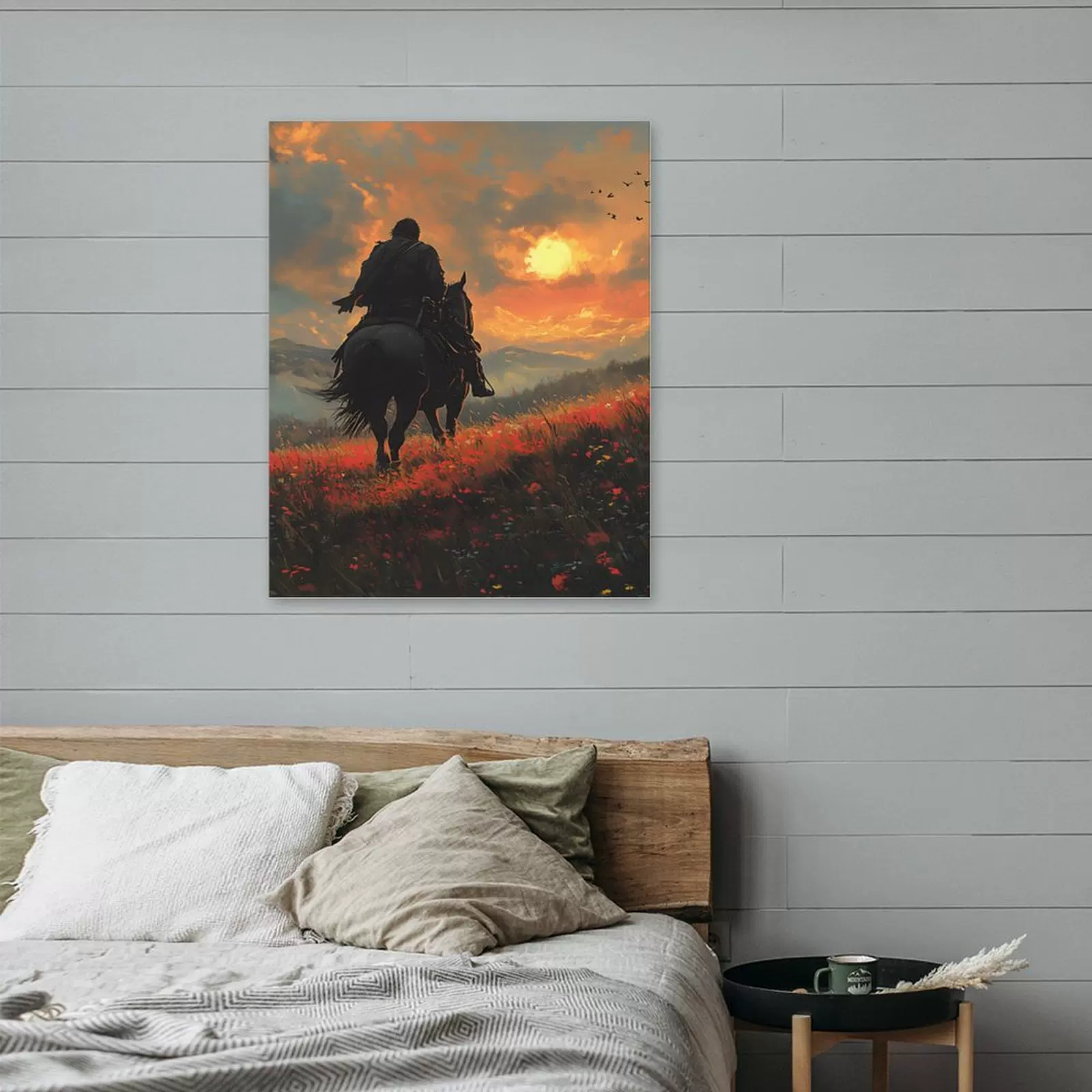 客厅装饰画喷绘挂画江湖浪客画芯亚马逊跨境帆布画批发来图定 制