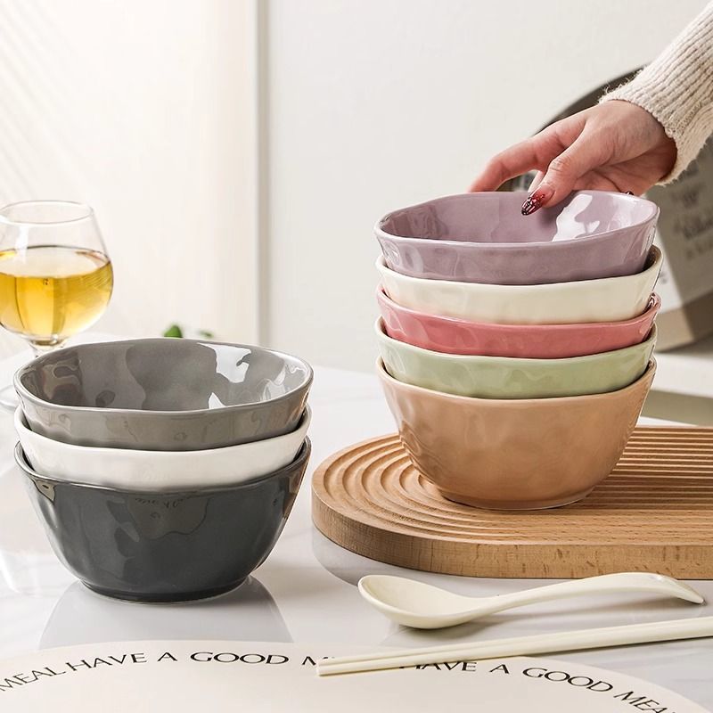 6.5英寸面碗加厚陶瓷多颜色大汤碗高颜值嗦多巴胺泡面碗餐具