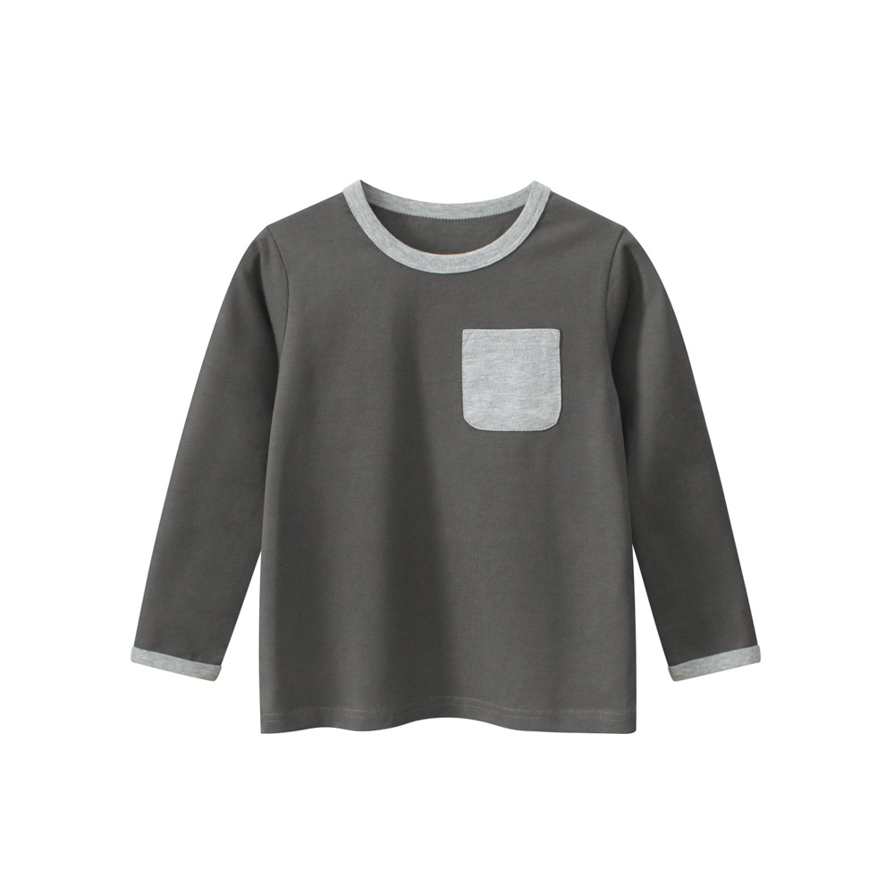 27kids ropa para niños transfronterizos camiseta de manga larga para niños primavera y otoño camisa de fondo para hombres cuello redondo ropa de bebé cabello de una pieza