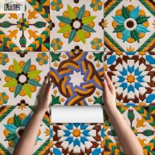 地板贴贴自粘仿瓷砖地贴地中海风地板翻新防滑地板贴自粘地贴花砖