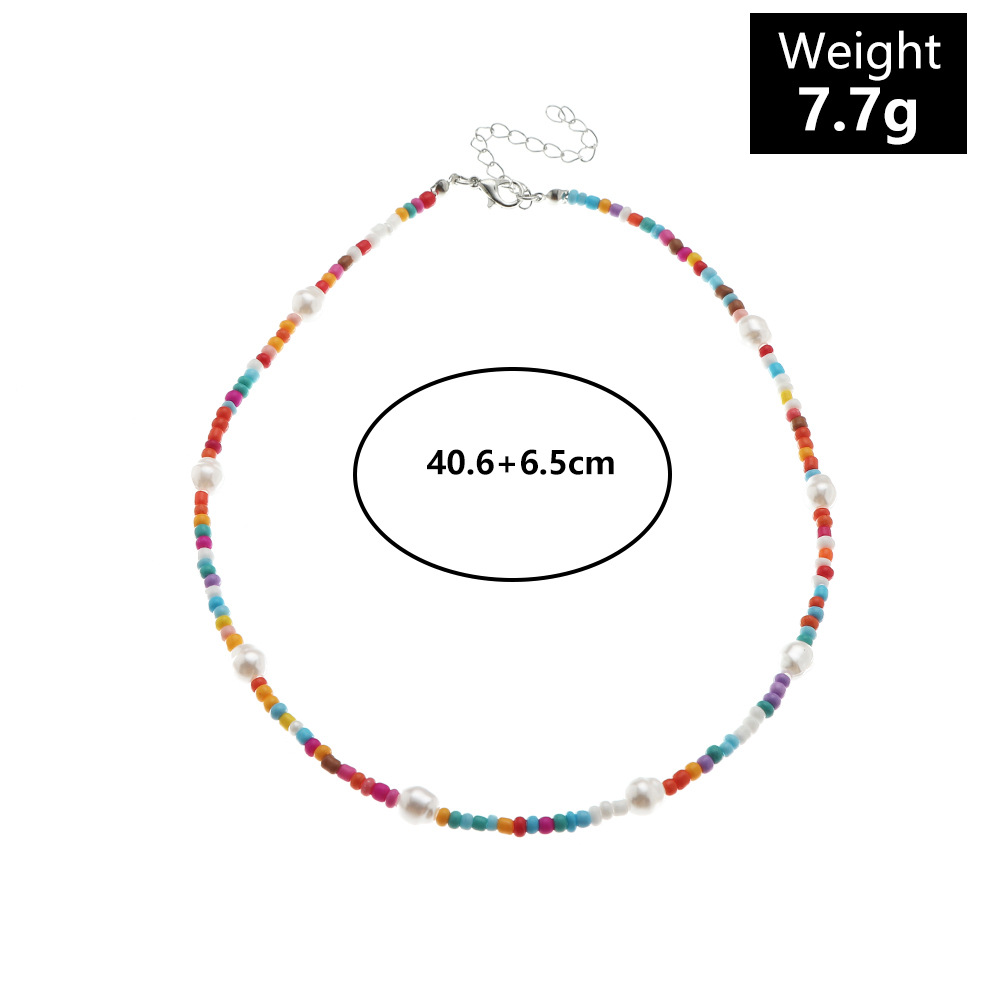 Bohemia Color Miyuki Beads Imitation Pearl Beaded Necklace Wholesale Nihaojewelry display picture 2