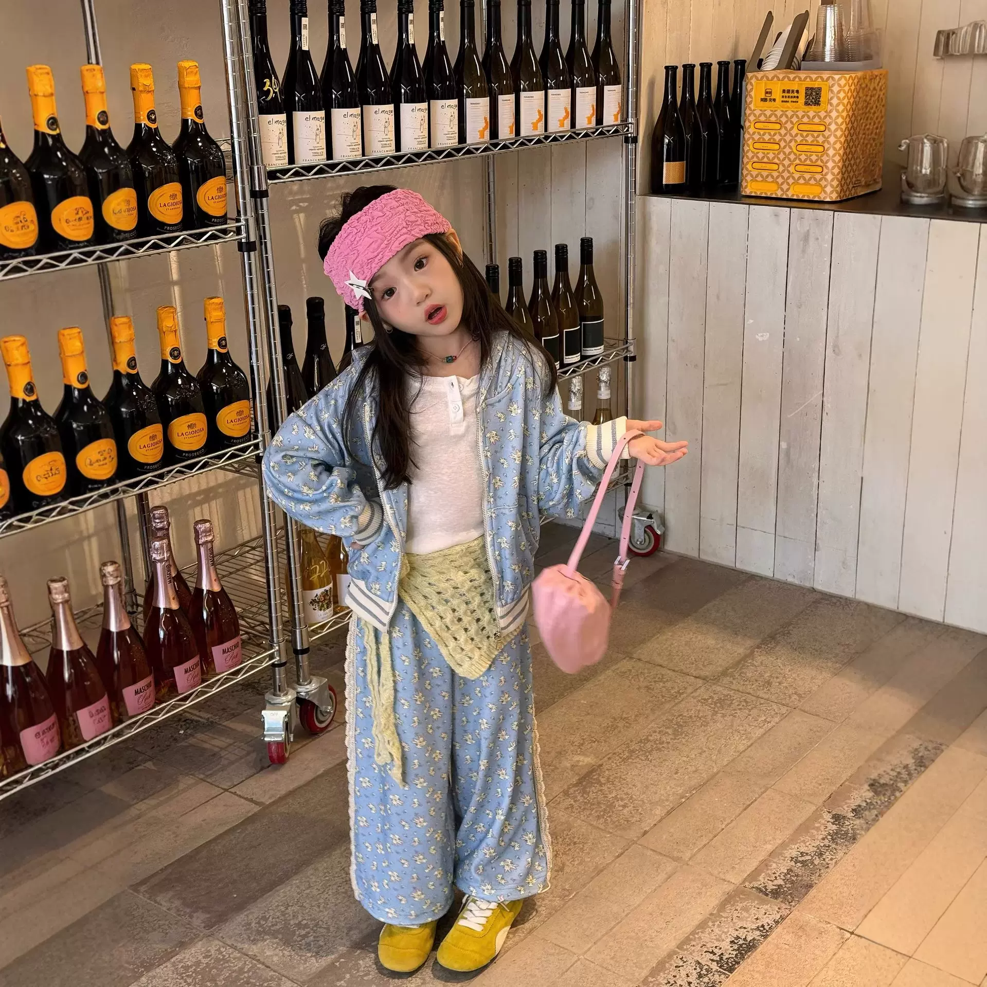 芙果女童2026春季新品女宝满印套装气质甜美两件套儿童衣服韩潮装