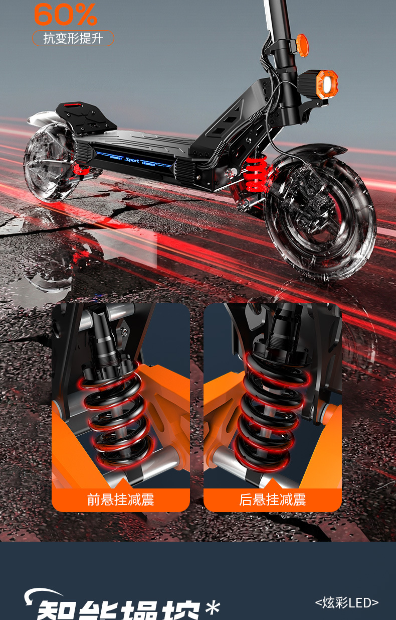 Source Factory Folding Electric Scooter Intelligent Control Off-Road Scooter Electric Scooter for Adults
