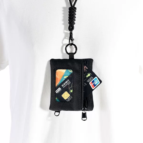 Hanging Neck Card Holder Canvas Bag Outdoor Coin Purse Bank Card Meal Card Id Storage Bag Waterproof Key Bag