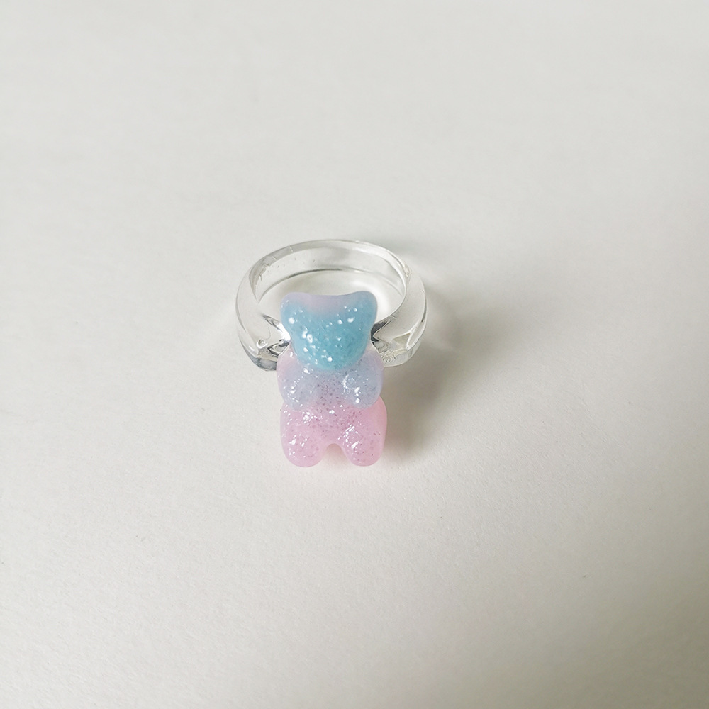 4g Weight Rings Classification 1 Piece Quantity Daily Occasion Acrylic Material Bear Pattern Women's Gender Cute Style Cute Bear Arylic Women's Rings 21