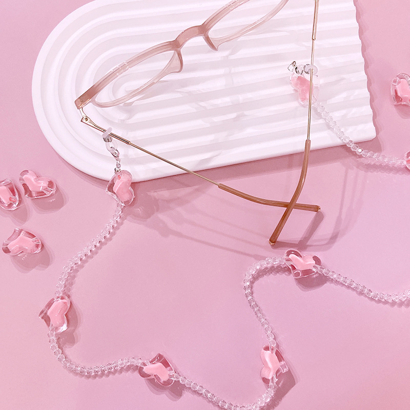 35g Weight Glasses Chain Classification Daily Occasion Acrylic Material Heart Shape Pattern Women's Gender Casual, Sweet Style Casual Sweet Heart Shape Arylic Women's Glasses Chain 10