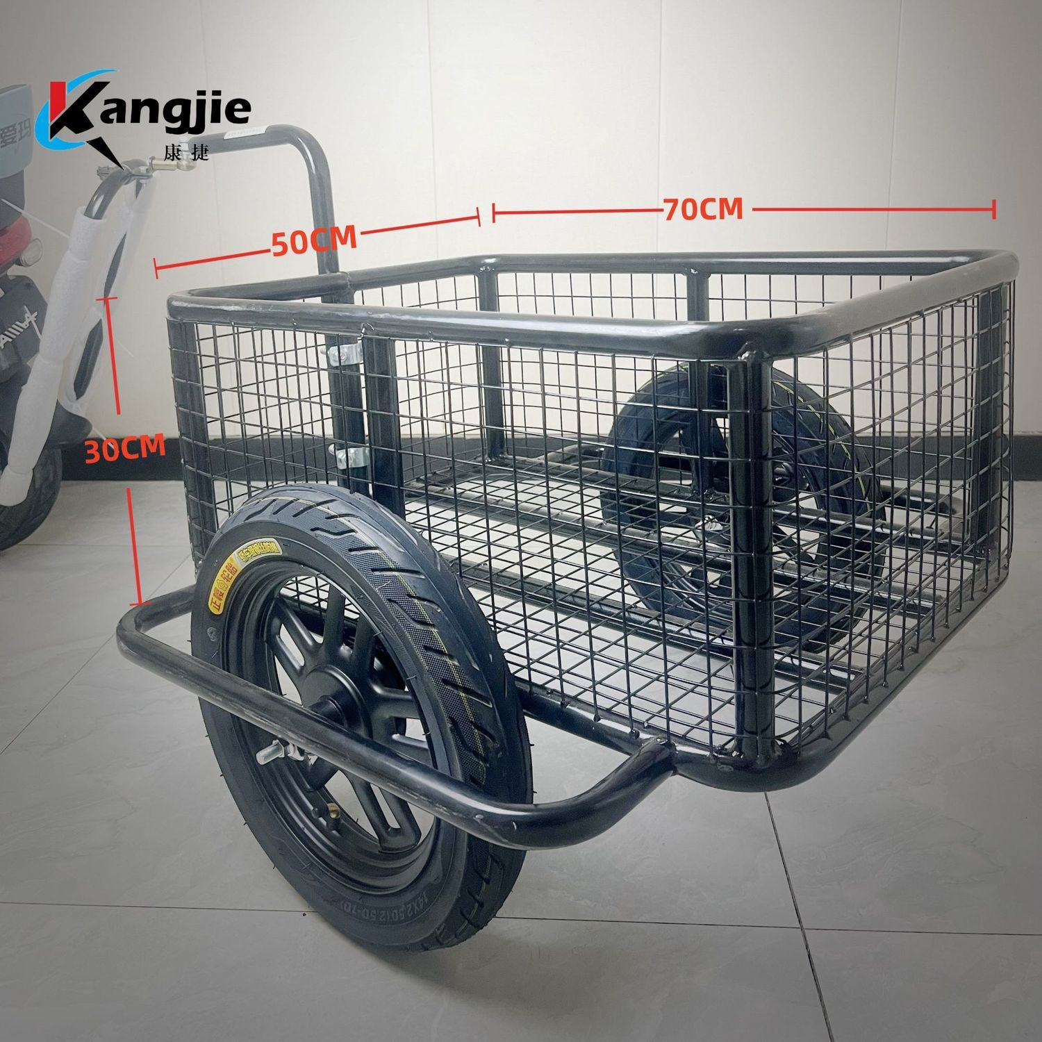 电动车后挂小拖车摆摊拉货旅行露营钓鱼多用途小拖车