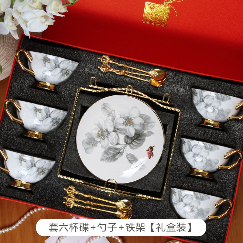 Nórdico ins simple Hueso fresco China taza de café y platillo traje lujo luz tarde juego té novias regalo