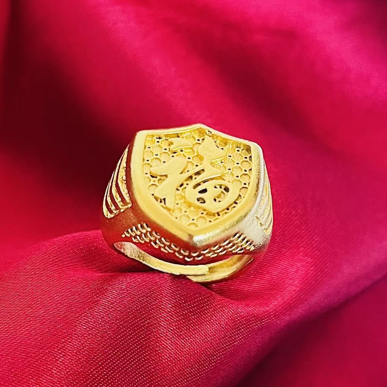 黄銅の金メッキの福の金儲けの指輪の男性の多種類の車の花は宝の蛇口の関公の戒子の金メッキの指輪を招きます。