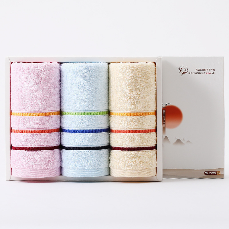 Jieliya Toalla de algodón puro tres Cajas de Regalo boda reunión actividades boda espalda mano regalo GRUPO DE LA EMPRESA Toalla de compra