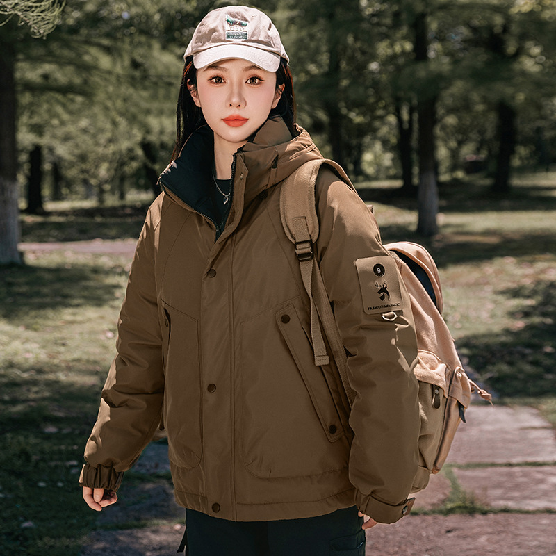 2024 nuevo estilo americano retro ropa de asalto ropa de algodón largo medio grueso abrigo caliente chaqueta de algodón de mujer chaqueta de algodón suelta image 7
