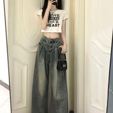 甜酷风短上衣套装女夏季短款短袖牛仔裤两件套显瘦炸街辣妹穿搭潮