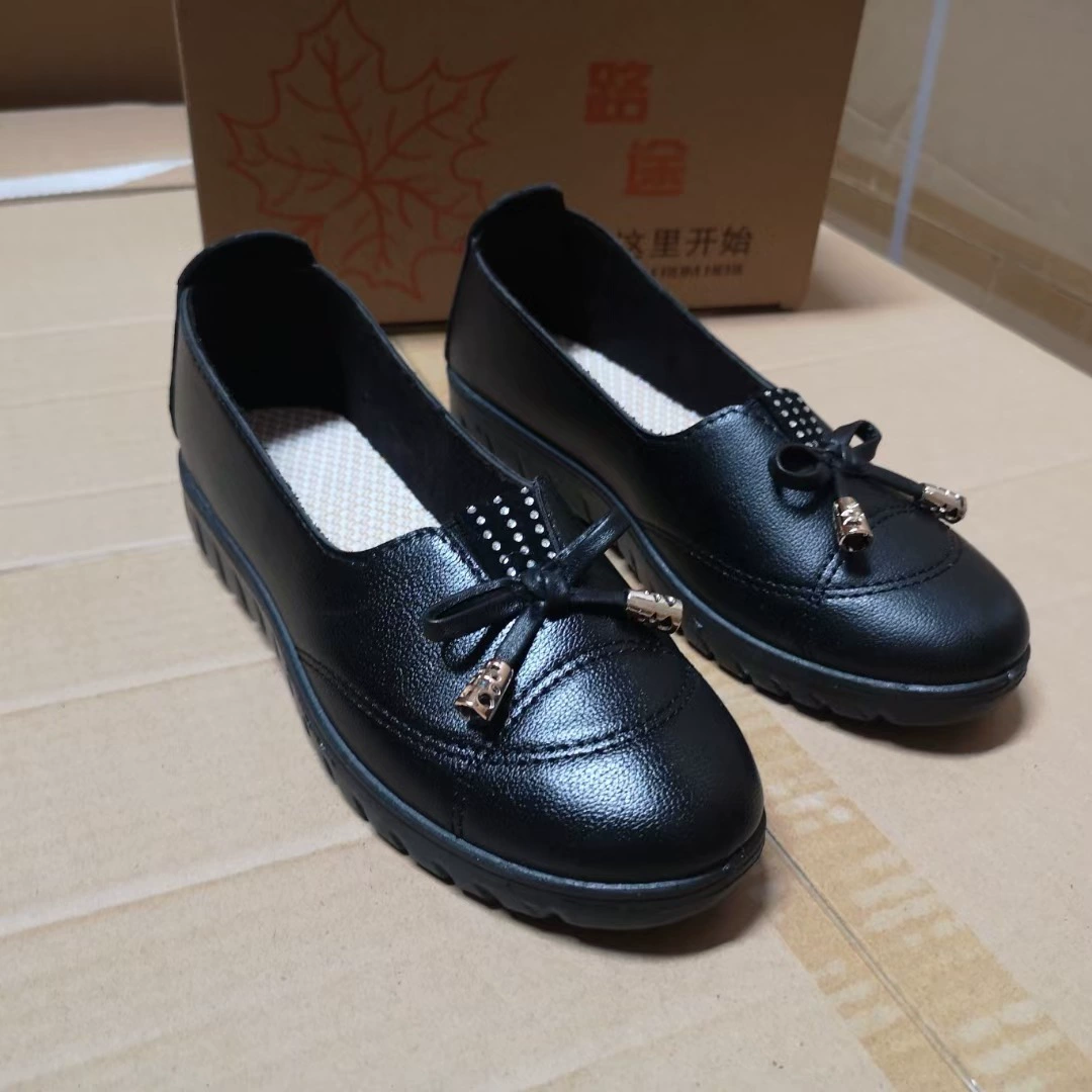 Новые женские туфли «Старый Пекин» весна-осень 2024 из суперфайбровой кожи, водонепроницаемые, повседневные, износостойкие, в наличии, для женщин среднего и старшего возраста, для мам.