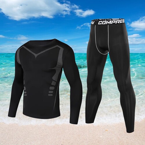 Cross-border swimsuit, men's top, long-sleeved pantsuit, swimming trunks, swimming equipment, sunscreen swimsuit, surfing, hot spring, jellyfish diving