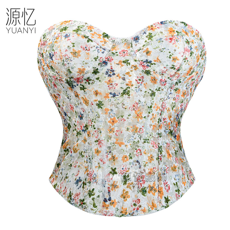 Amazon Cross-Border European and American Fishbone Corset, Tummy Control Corset, French Floral Pure Desire Corset New Style