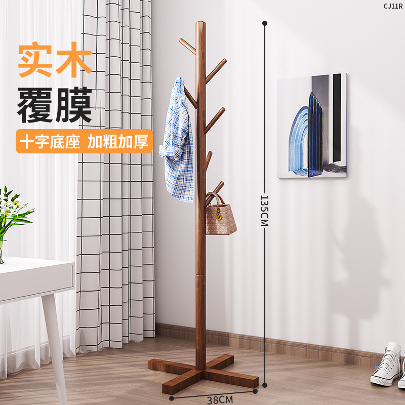 Percha de sombreros de madera sólida percha de ropa de piso percha de ropa vertical doméstica percha de ropa de oficina percha de bolsa de otoño y invierno