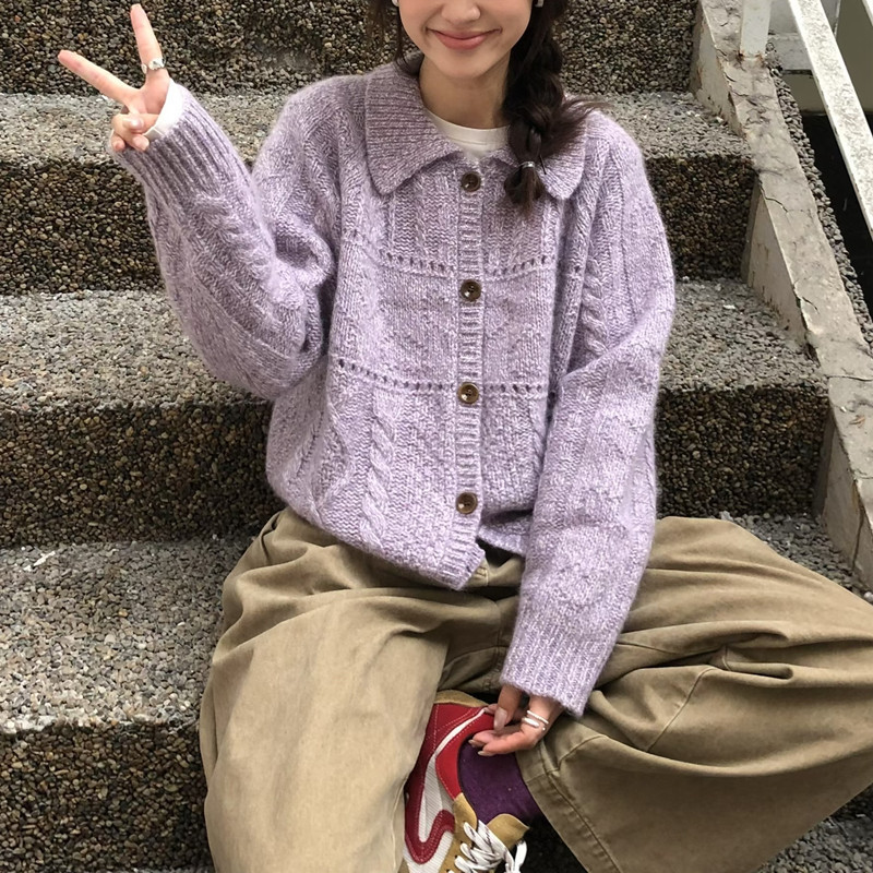 韩版秋季跨境新款设计感小众通勤时尚百搭休闲显瘦长袖针织开衫女|undefined