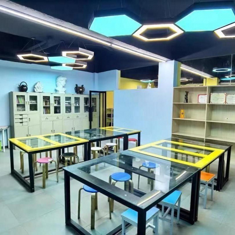 学生美术学习桌绘画桌培训桌手工书法桌儿童学习桌幼儿园画玻璃桌|undefined
