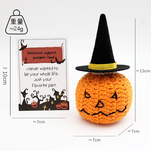 Cross-Border Popular Halloween Hug Card Positive Energy Handmade Crocheted Finished Product Inspirational Crocheted Wool Doll Finished Product