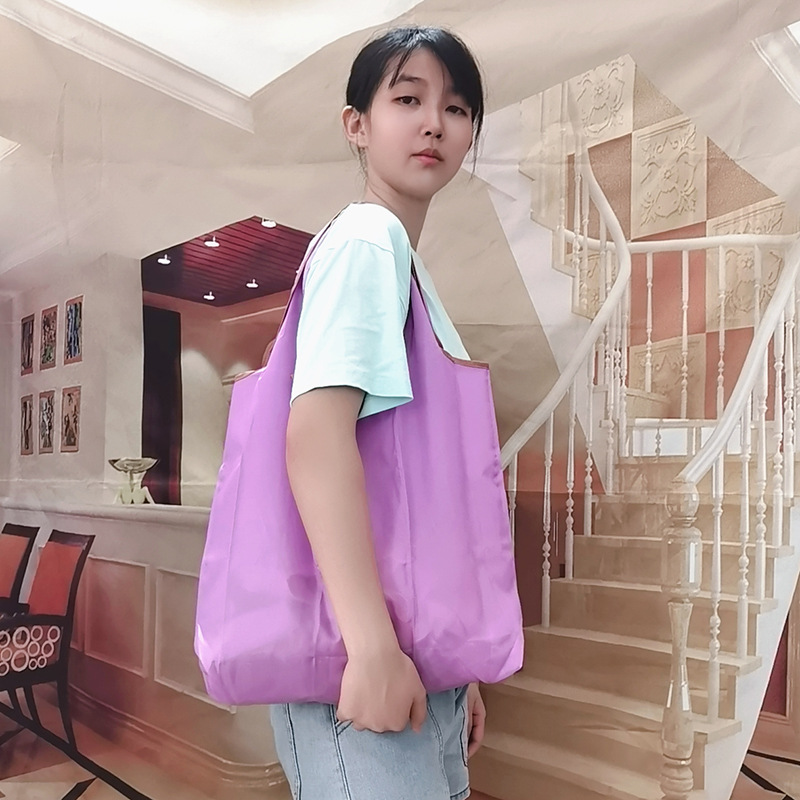 Medio color sólido imprimible LOGOTIPO bolso de color estático bolsa de nylon impermeable bolsa de compras de protección del medio ambiente plegable image 4