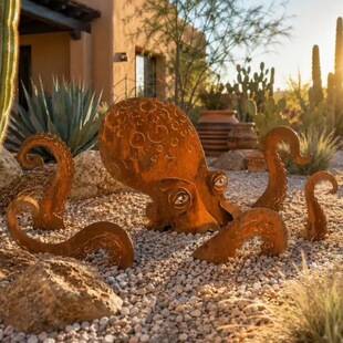 �羳Rust Patina Giant Squid Garden Sculpture�������~���@����