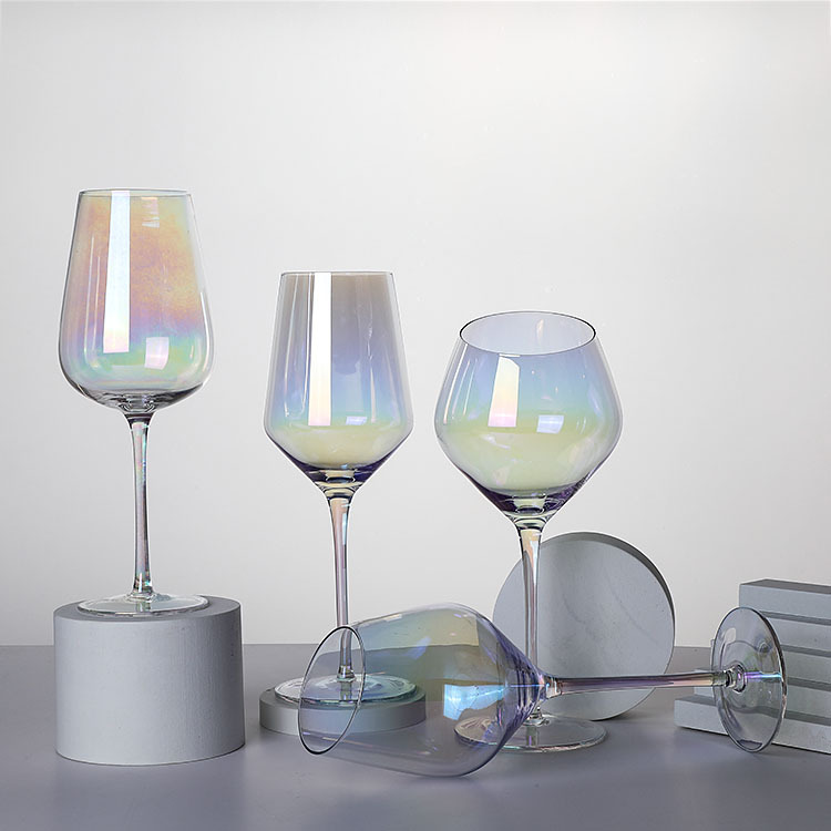 Jin Baijia colorido galvanoplastia hecha a mano de cristal de vino tinto oblicuo arco iris de cristal de Apple Copa traje de champán