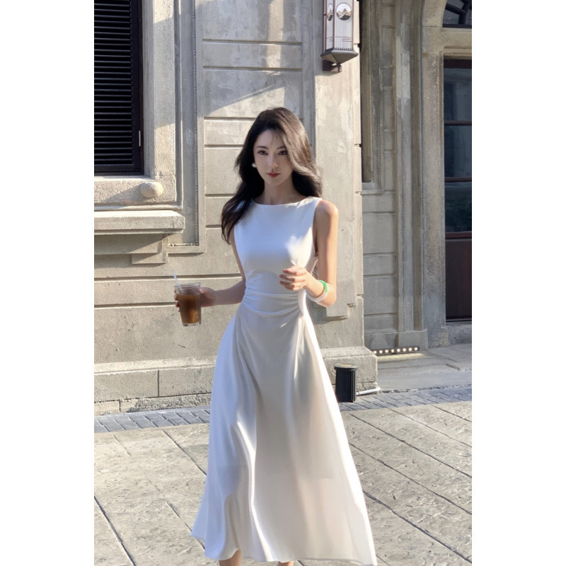 2026 Summer New Style French-Style Elegant Waist-Cinching Slimming White Dress Wedding Toast Dress Bride's Dress