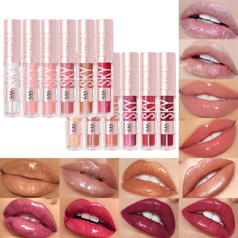 SAS venta al por mayor transfronteriza venta caliente espejo impermeable brillo de labios con luz de agua esmalte de labios nacarado hidratante SAC152