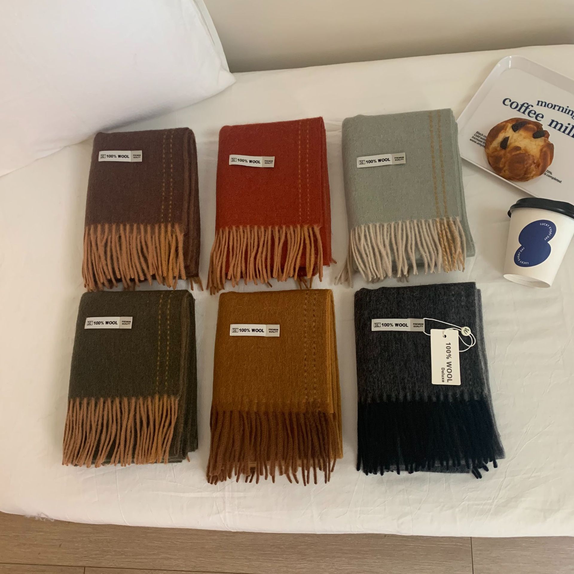 Sciarpa da coppia in edizione stretta, calda, versatile, coreana, invernale, da donna, in 100% lana, tinta unita, semplice, double face_voghion.com