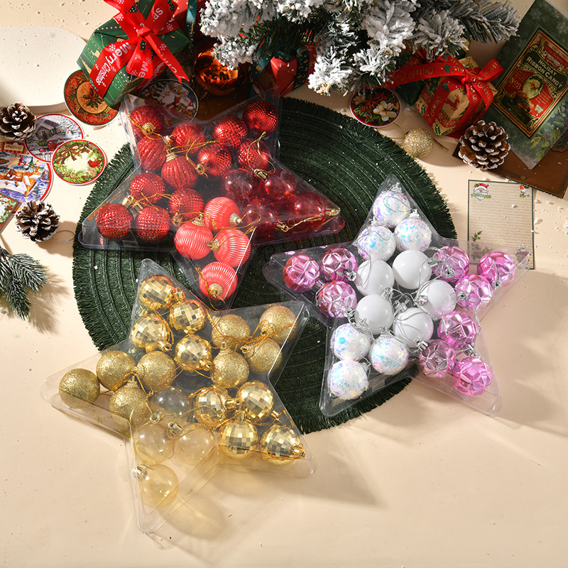 Amazon transfronterizo 4cm Navidad Bolas de Navidad Decoración Bolas de regalo Fabricantes al por mayor Navidad Cumpleaños Escena de tela