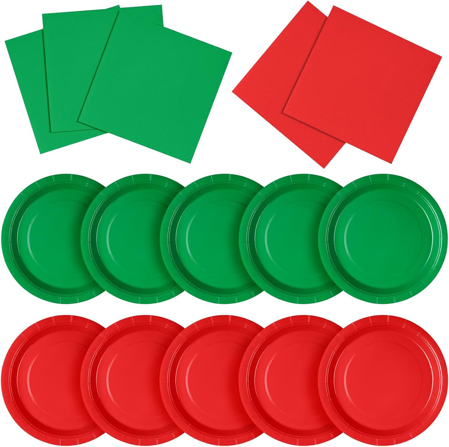 Red and Green Christmas Party Paper Plate New Year Children's Holiday Decoration Disposable Dessert Paper Plate Tissue Paper Cup Supplies
