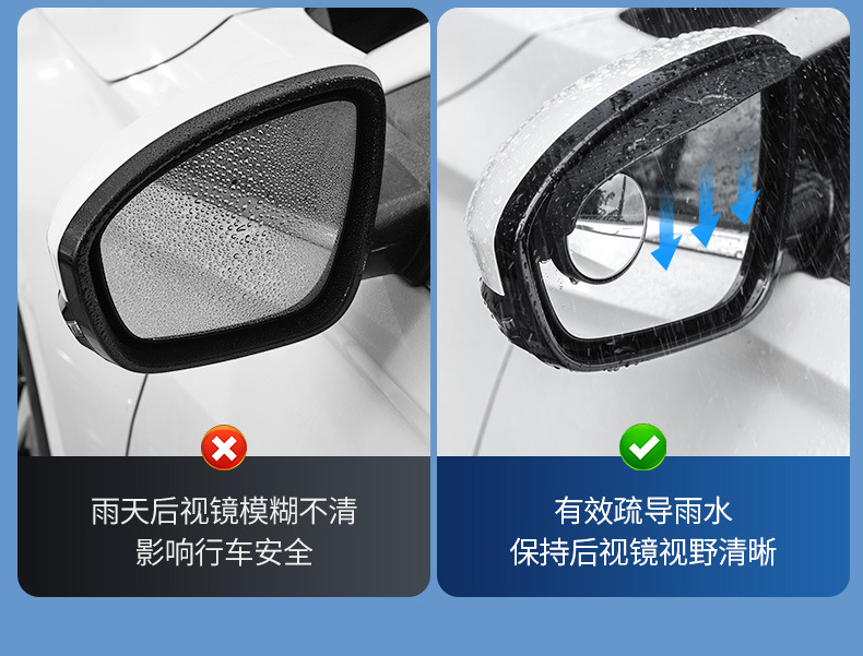 Carbon fiber small round mirror rain eyebrow 360 reversing rearview mirror rain-proof rain shield two-in-one car blind zone auxiliary mirror