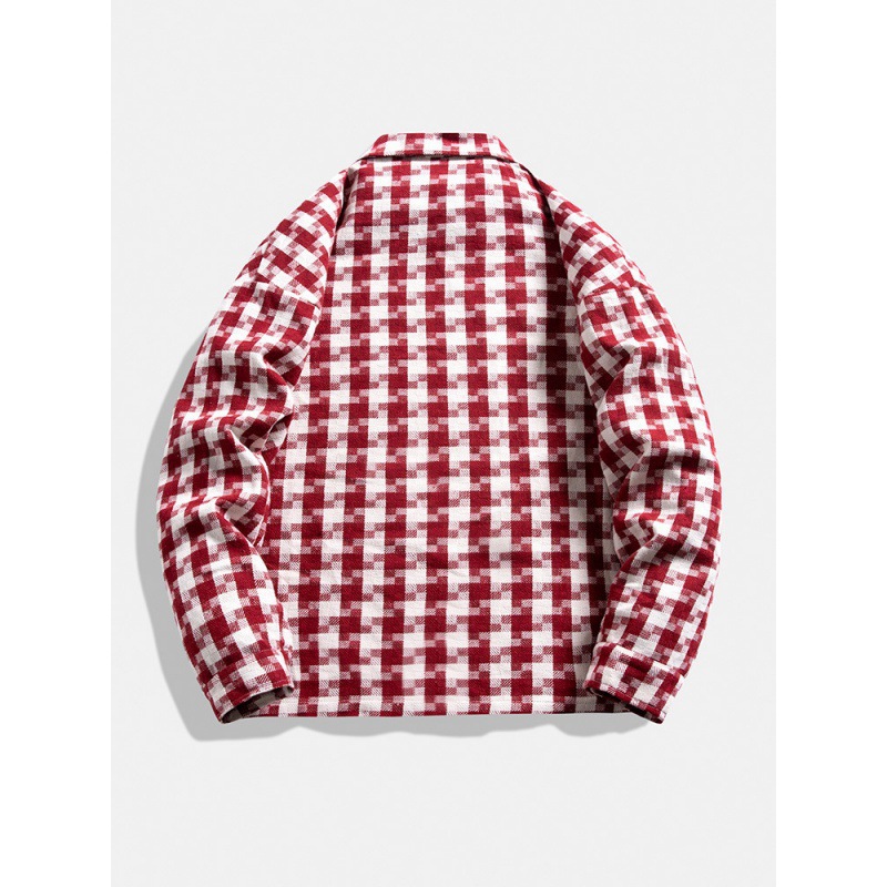 Hong Kong estilo retro camisa a cuadros chaqueta hombre primavera y otoño marca de moda alta sensación abrigo casual 23116