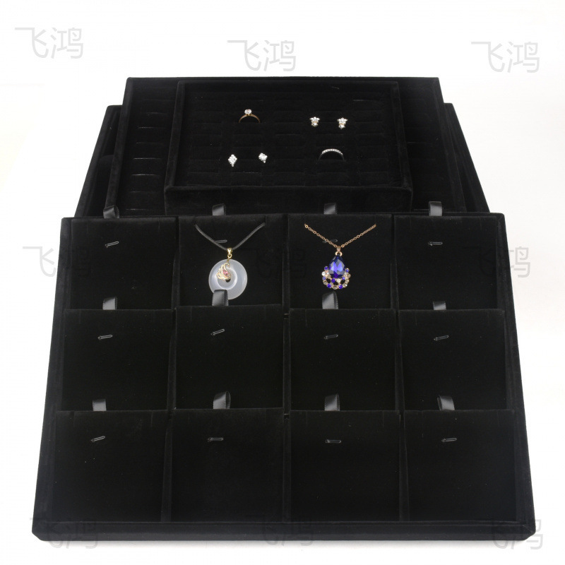 黒のベルベットリングネックレス収納ブレスレットペンダントジュエリーボックスストールディスプレイ小道具ジュエリートレイ|undefined