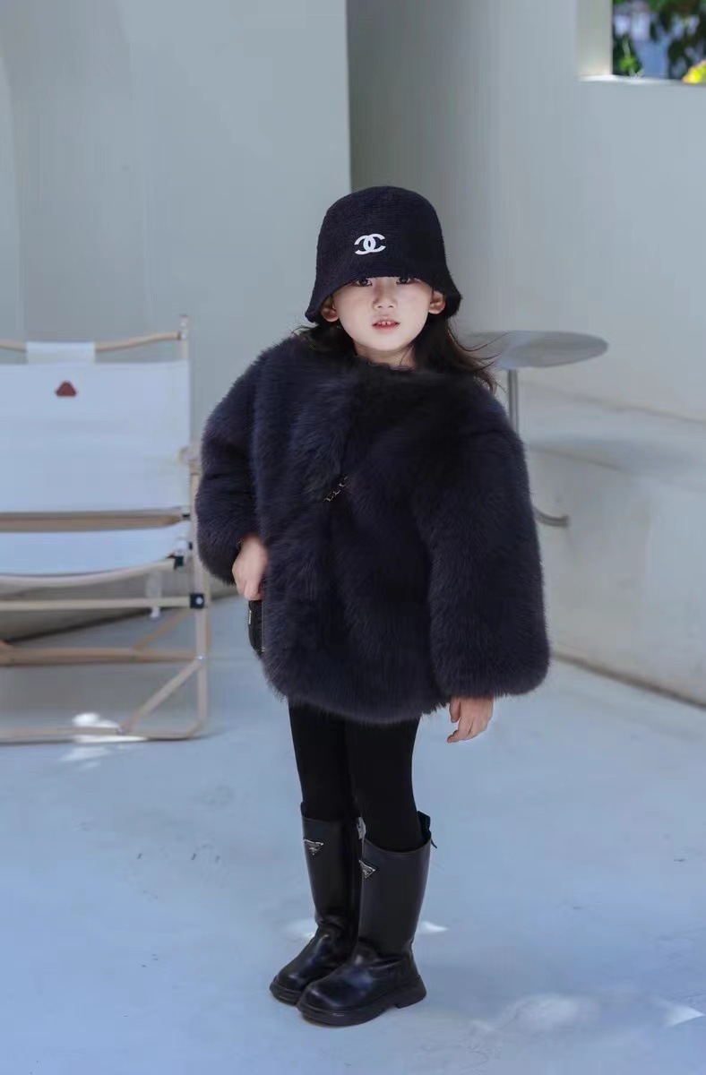 2023 Mädchen-Pelzimitationsmantel, verdickt und warm, Baby-Plüsch-Winterkleid, Eleganz, Mädchen, hochwertig_voghion.com