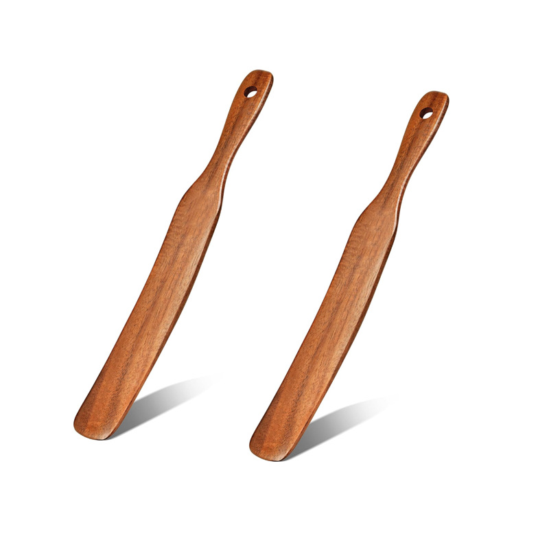 Amazon madera inclinada raspadora de huevos de cocina de madera de raspadora de triángulo frito se puede colgar pala de madera Acacia