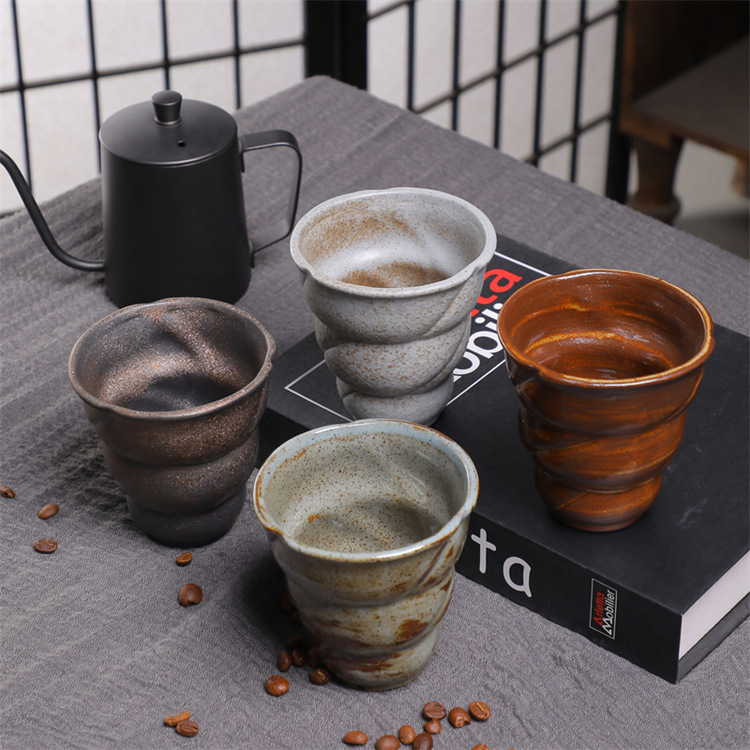 Vintage Ceramic Coffee Cup Kiln-fired Rustic Pottery Mug_voghion.com