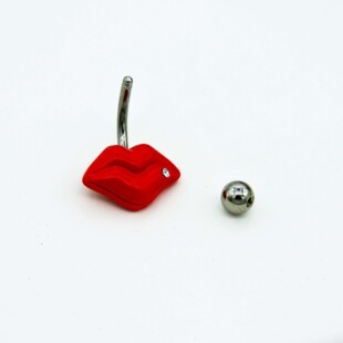 Fashion red lips navel ring navel nail buckle stainless steel rod skin nail soft bone nail unisex puncture jewelry