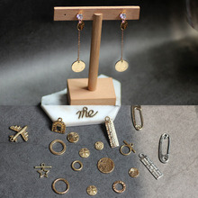 DIY 品配件韩国合金几何圆片镂空圆飞机耳环 材料项链手链