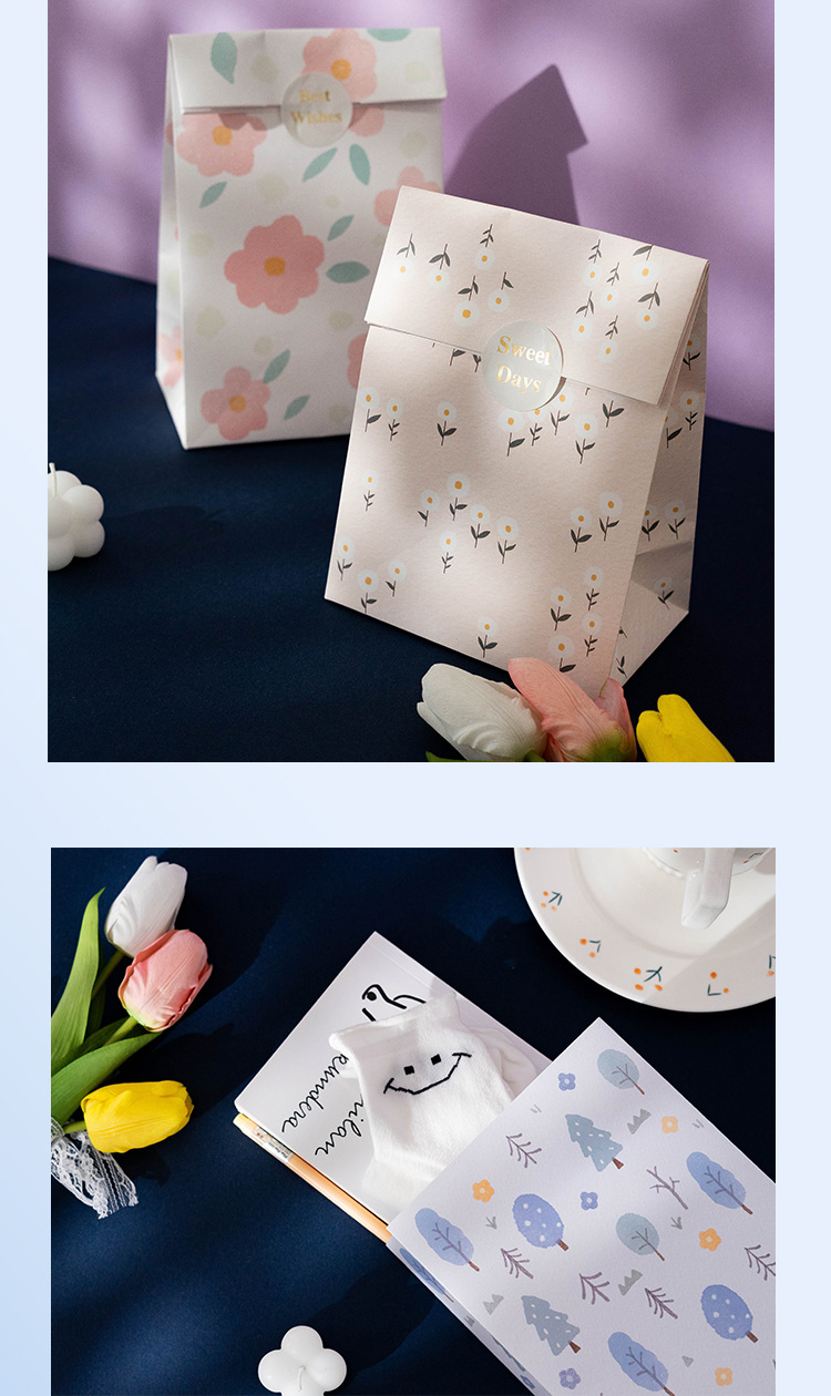 Artistique Fleur Papier Occasion Spéciale Sacs Cadeaux 1 Jeu display picture 1