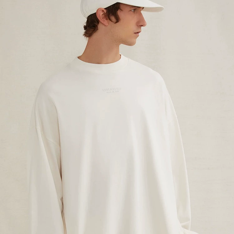 FOG ESSENTIALS HHH многолинейная серия Cloud с маленьким логотипом, уличная свободная повседневная модная футболка с круглым вырезом и длинными рукавами