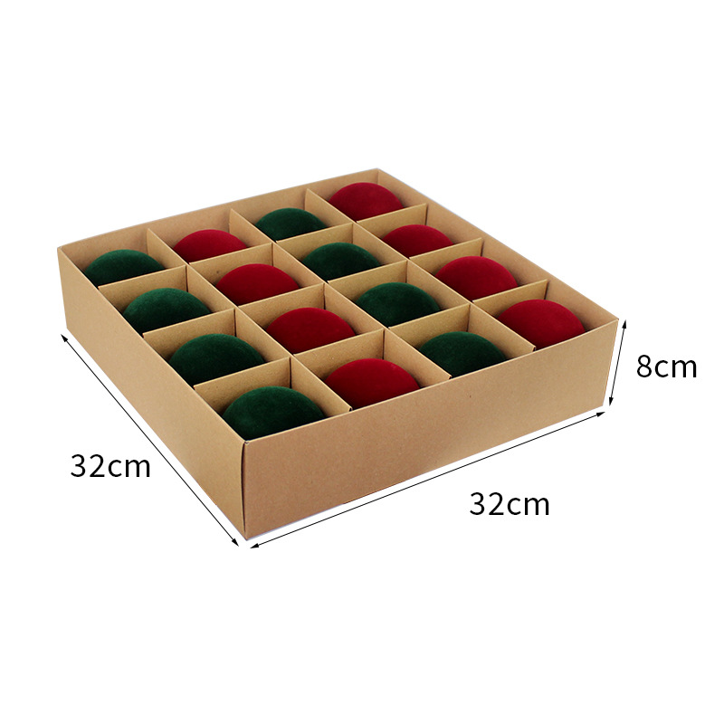 Bolas de Navidad flocadas 8CM / 16pcs flocadas bolas de Navidad decoraciones navideñas fábrica tienda directa Navidad