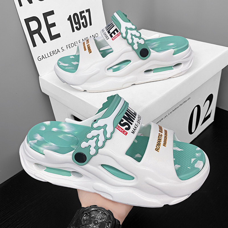 Slippers Men's Foreign Trade plus size EVA Two-color Thick Bottom Fashion One-line Men's Outfit Fashion Dual-use Beach Slippers Slippers Men's Foreign Trade plus size EVA Two-color Thick Bottom Fashion One-line Men's Outfit Fashion Dual-use Beach Slippers