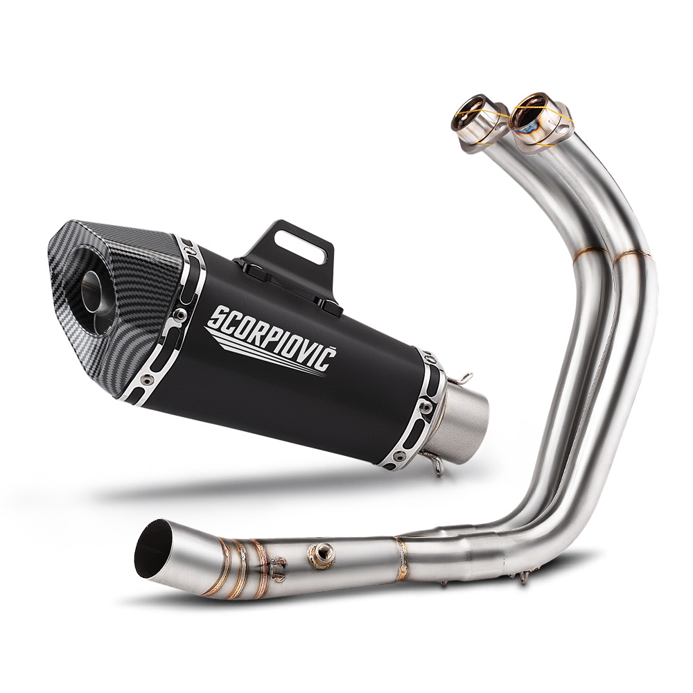 Motorcycle exhaust pipe full section modification MT07 stainless steel front section tail section suit 2014-2024 non-destructive installation